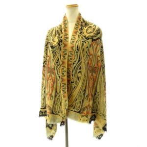 ETRO ヴィンテージ ストール ウール シルク ペイズリー オリエンタル柄 ブラック ベージュ