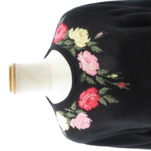 BALLANTYNE カシミヤ100％ニット セーター バラ刺繍 長袖 ブラック 40 M STK