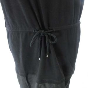 HERMES 美品 Tシャツワンピース ロングカットソー ポケット刺繍 黒 ブラック 34 約S 国内正規品 WY