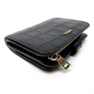 FURLA 財布 二つ折り クロコ型押し レザー ゴールド金具 ブラック