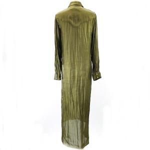 Martin Margiela 6 17SS ウエスタン サテン ロングシャツワンピース オリーブ グリーン 36