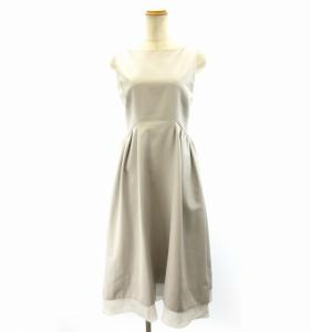 ノースリーブタックフレア立体ワンピース ドレス ライトグレー 36
