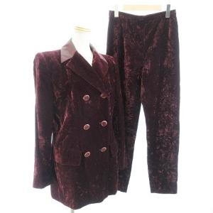 MISS V ヴィンテージ ベルベット パンツスーツ セットアップ テーラードジャケット ワインレッド