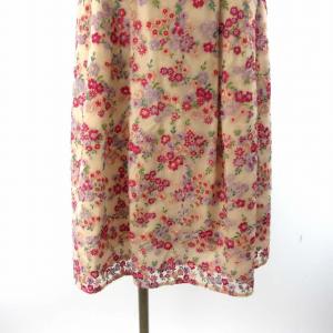TOCCA DAISY フレアスカート ひざ丈 総刺繍 花柄 YA.0230 ピンク ラベンダー 0 約S RRR