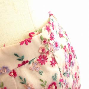 TOCCA DAISY フレアスカート ひざ丈 総刺繍 花柄 YA.0230 ピンク ラベンダー 0 約S RRR