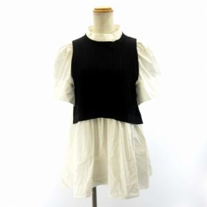 21SS シャツレイヤードニットプルオーバー CWNT212050 ホワイト ブラック 36