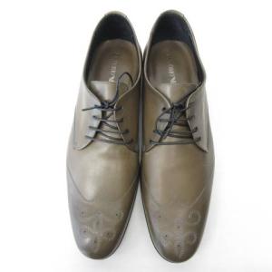 EMPORIO ARMANI ビジネスシューズ ウイングチップ 外羽根 レザー カーキ 43