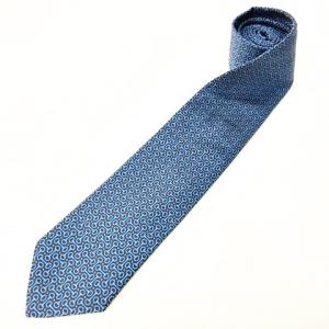 HERMES 美品 ホースビット柄 シルク ネクタイ レギュラータイ ブルー オレンジ RRR