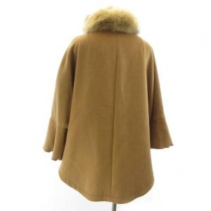 ESTNATION ラクーンファー ポンチョ ジャケット コート ウール ブラウン ベージュ 38 Mサイズ相当 RRR