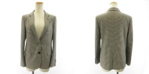 UNITED ARROWS パンツスーツ セットアップ シングル 2B ストレッチ チェック 千鳥格子 ウール ホワイト ブラック 白 黒 38 Mサイズ相当