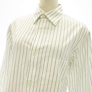 Y's タグ付き ストライプ シャツ ブラウス 長袖 コットン ホワイト 3 約L