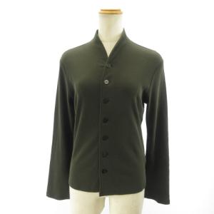 カーディガン ジャケット 長袖 コットン グリーン S