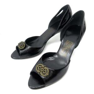 オープントゥパンプス セパレート スタッズ ブラック