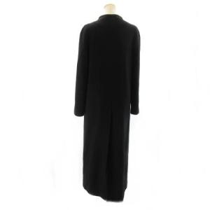 EMPORIO ARMANI ノーカラーコート ロング マキシ丈 ストレッチ 長袖 ウール ブラック 38 Sサイズ相当