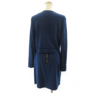 LANVIN en Bleu スカートスーツ セットアップ ノーカラー リボン ウール ブルー 36
