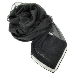 大判 スカーフ ストール ショール マルチ シースルー 透け感 ブラック 0806 RRR