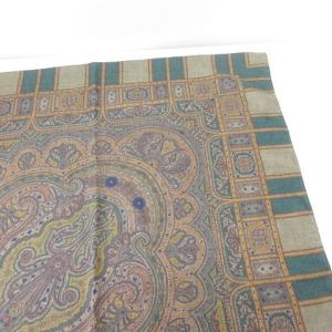 ETRO 美品 大判 スカーフ スクエア ペイズリー柄 マルチカラー グリーン×オレンジ
