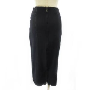 HUGO BOSS RUNWAY EDITION ロングスカート 切りっぱなし ストレッチ ウール混 ネイビー US2