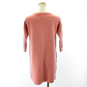 alice + olivia ニット ワンピース ビジュー 刺繍 七分袖 ひざ丈 ピンク XS