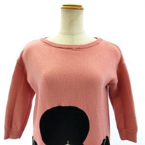 alice + olivia ニット ワンピース ビジュー 刺繍 七分袖 ひざ丈 ピンク XS