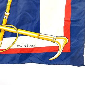 CELINE シルク100％ スカーフ ストール ショール スクエア 総柄 マルチカラー