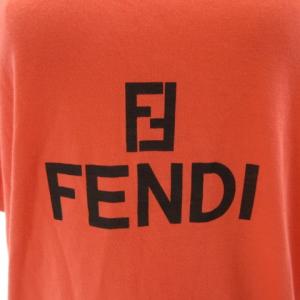 FENDI カットソー Tシャツ 半袖 ロゴ プリント オレンジ 40