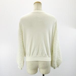 GRACE CONTINENTAL ニット 花柄 刺繍 長袖 スキッパー スパンコール チュール レース ホワイト 36 約S IBO25