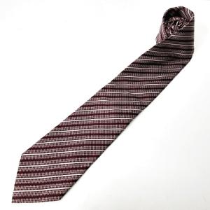 GIORGIO ARMANI 美品 ネクタイ シルク100％ ワイドタイ レジメンタルストライプ ビジネス ボルドー 赤系 IBO25