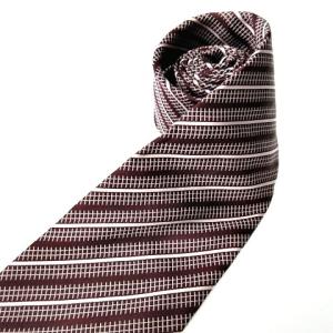 GIORGIO ARMANI 美品 ネクタイ シルク100％ ワイドタイ レジメンタルストライプ ビジネス ボルドー 赤系 IBO25