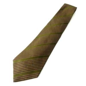 CHANEL ネクタイ ワイドタイ ココマーク シルク100％ レジメンタルストライプ ブラウン カーキ