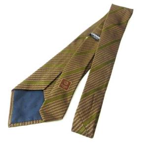 CHANEL ネクタイ ワイドタイ ココマーク シルク100％ レジメンタルストライプ ブラウン カーキ