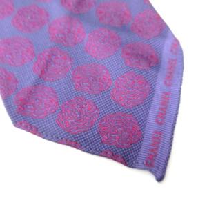 CHANEL 美品 シルクネクタイ レギュラータイ チェーン イタリア製 フラワー パープル 0817 IBO25