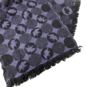 マフラー ストール ショール 総柄 アニマル 動物柄 ブラック パープル イタリア製 0815 IBO25