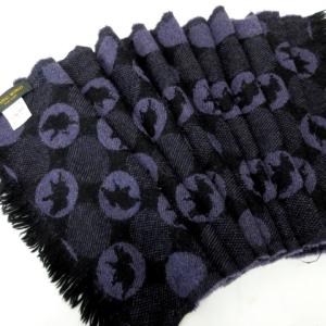 HUNTING WORLD マフラー ストール ショール 総柄 アニマル 動物柄 ブラック パープル イタリア製 0815 IBO25