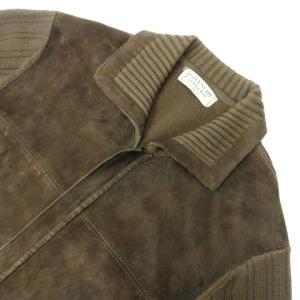 GIVENCHY ヴィンテージ ジャケット 素材切替 レザー ニット セーター イタリア製 ブラウン