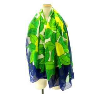 大判ストール ショール パレオ カレ140 コットン レモン プリント グリーン ブルー 約142cm x 170cm
