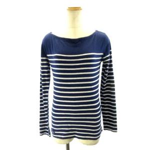 ボートネックカットソー ロンT ボーダー ネイビー S