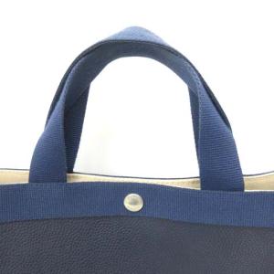 Hervé Chapelier 704GP コーテッドキャンバススクエアトート M ネイビー