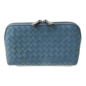 ポーチ イントレチャート ラムレザー  マルチケース ブルー 