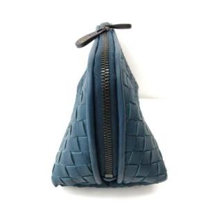 BOTTEGA VENETA ポーチ イントレチャート ラムレザー  マルチケース ブルー 