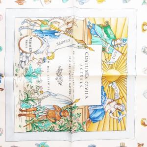 HERMES カレ90 COSTUMES CIVILS 現代市民の服装 スカーフ ストール シルク マルチカラー
