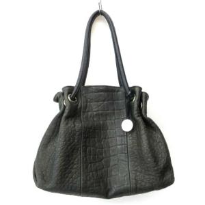 ショルダーバッグ ハンドバッグ 型押し レザー 黒 ブラック WY