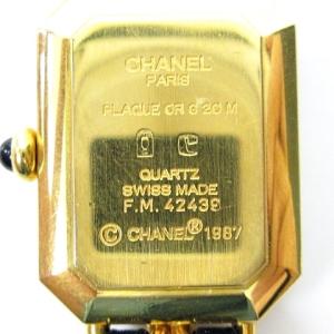 CHANEL プルミエール Mサイズ 腕時計 チェーン レザー 黒文字盤 ゴールド ブラック