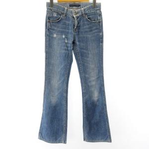 ダメージ加工デニム ジーンズ パンツ ブーツカット インディゴ ブルー 7 S相当 IBO26