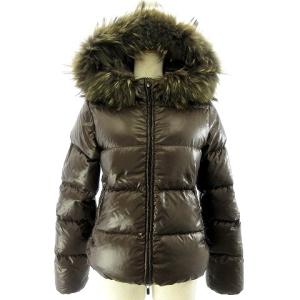 DUVETICA ダウンジャケット アウター 長袖 フード ファー ナイロン ブラウン 38 S IBO26