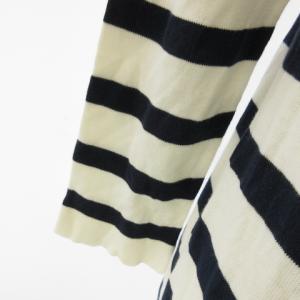 BLUE LABEL CRESTBRIDGE ニット ボーダーカットソー ゴールドボタン ロゴ刺繍 ホワイト ネイビー 38