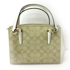 COACH 美品 2WAYショルダーバッグ トートバッグ ミニ クリスティー キャリーオール F58290 ライトカーキ アイボリー WY