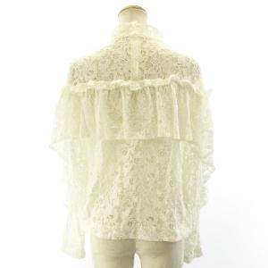 AKIRANAKA 総レース ブラウス カットソー 長袖 フリル フラワー 透け感 ホワイト 38