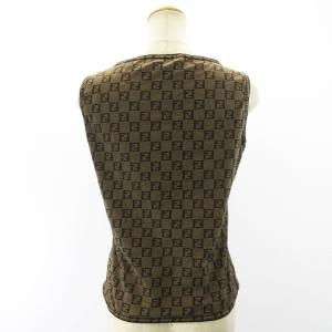 FENDI ズッカ柄 タンクトップ カットソー ノースリーブ ストレッチ ナイロン ブラック 44