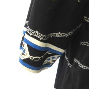 LEONARD FASHION カットソー 半袖 スクエアカラー チェーン プリント 黒 ブラック 40 M